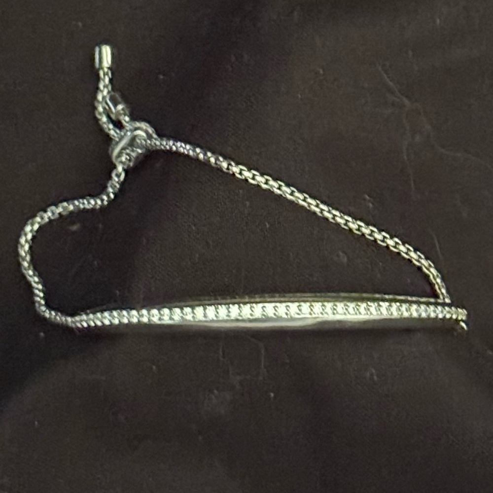 Delicate Silver-Tone Adjustable Bar Necklace with CZ Accents